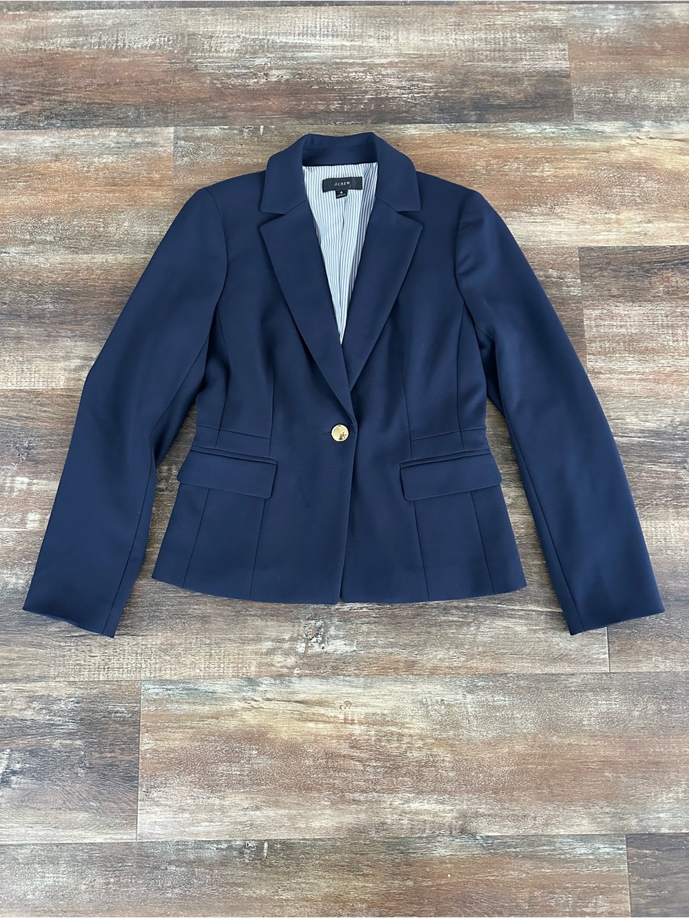 J. Crew Navy Blue Mayfair Four-Season Stretch One Button Blazer Size 6